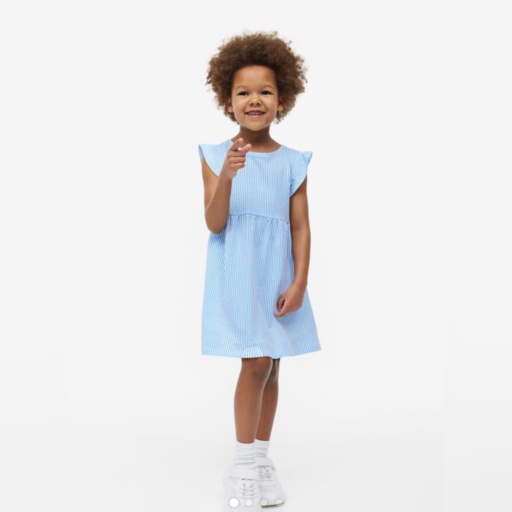 H&M Blue/striped Cotton Jersey Dress